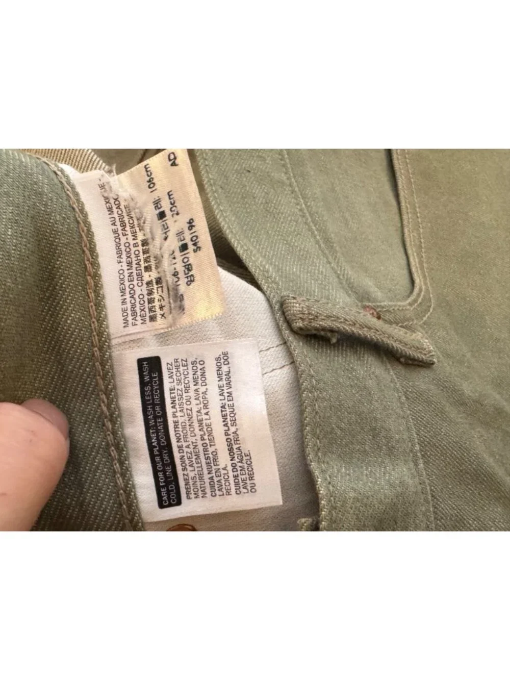 Levis 501 Mens Olive Green Straight-Leg Jeans W42 L32 Cotton Denim